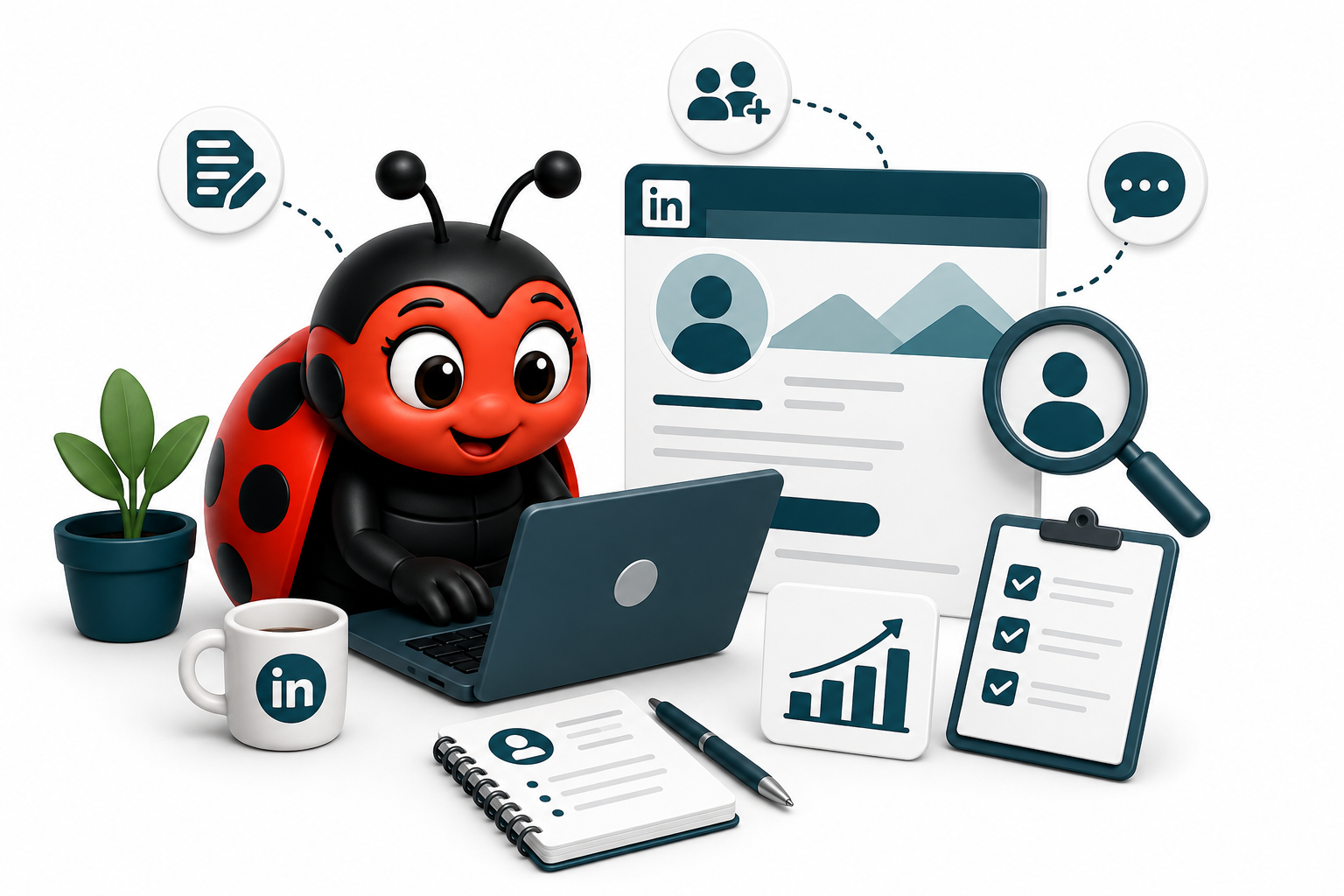 LadyBugz LinkedIn profile management illustration