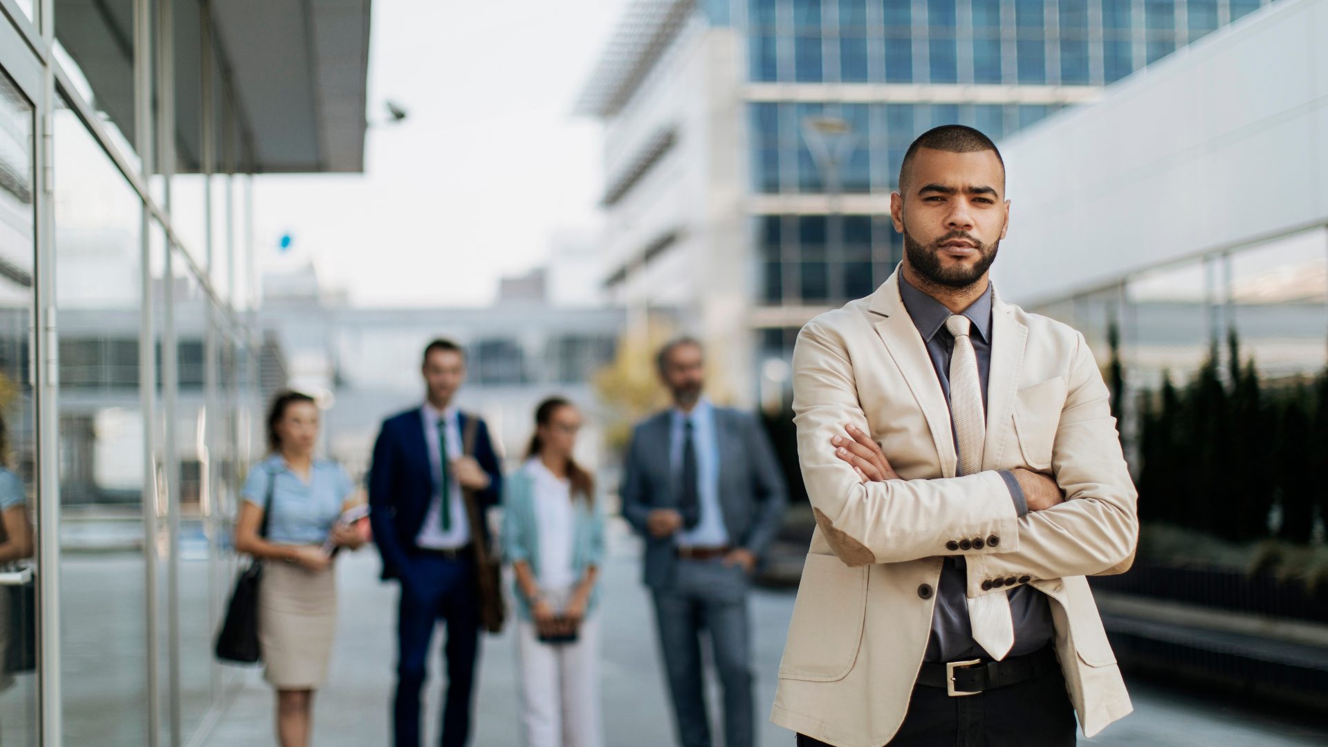 Confident B2B business leader in a modern office