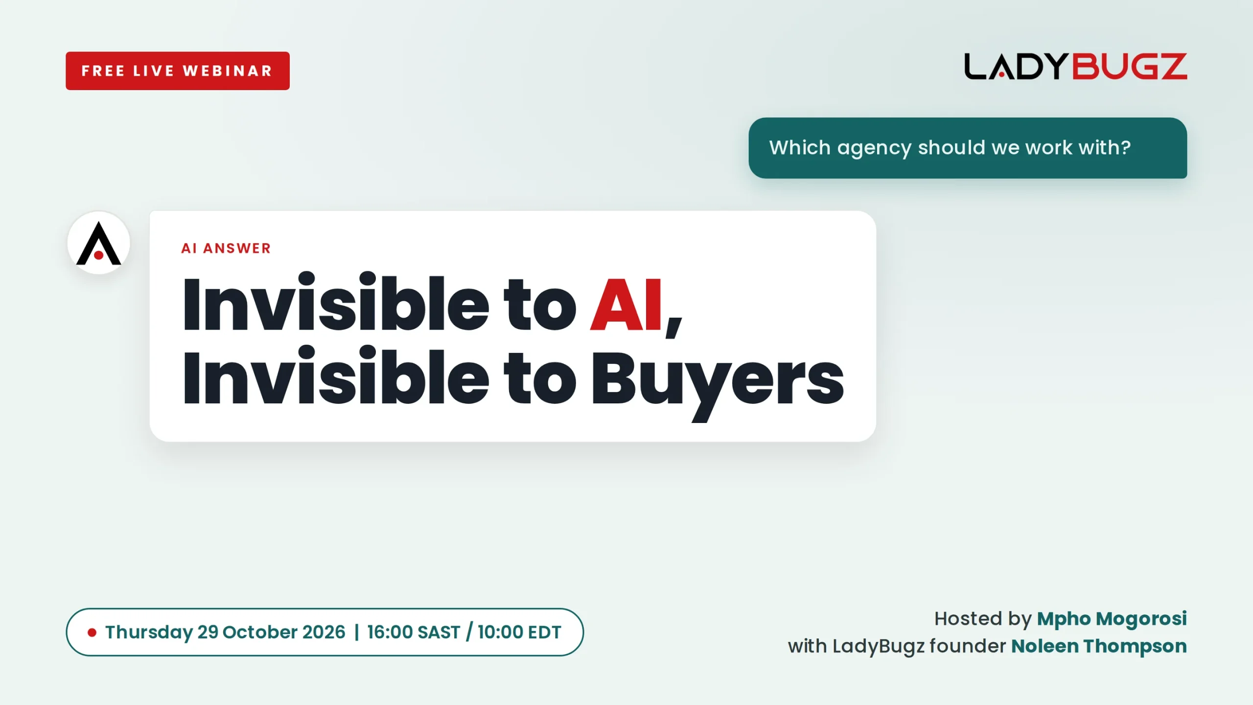 AEO Webinar: Invisible to AI, Invisible to Buyers - Thursday 29 October 2026